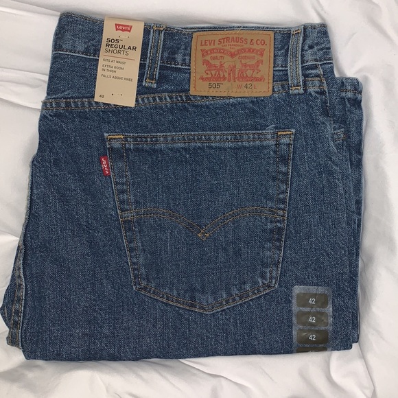 Levi's Other - NEW! Levi's 505 Denim Shorts Regular Fit Straight Leg Jean Men's Size 42 Dark